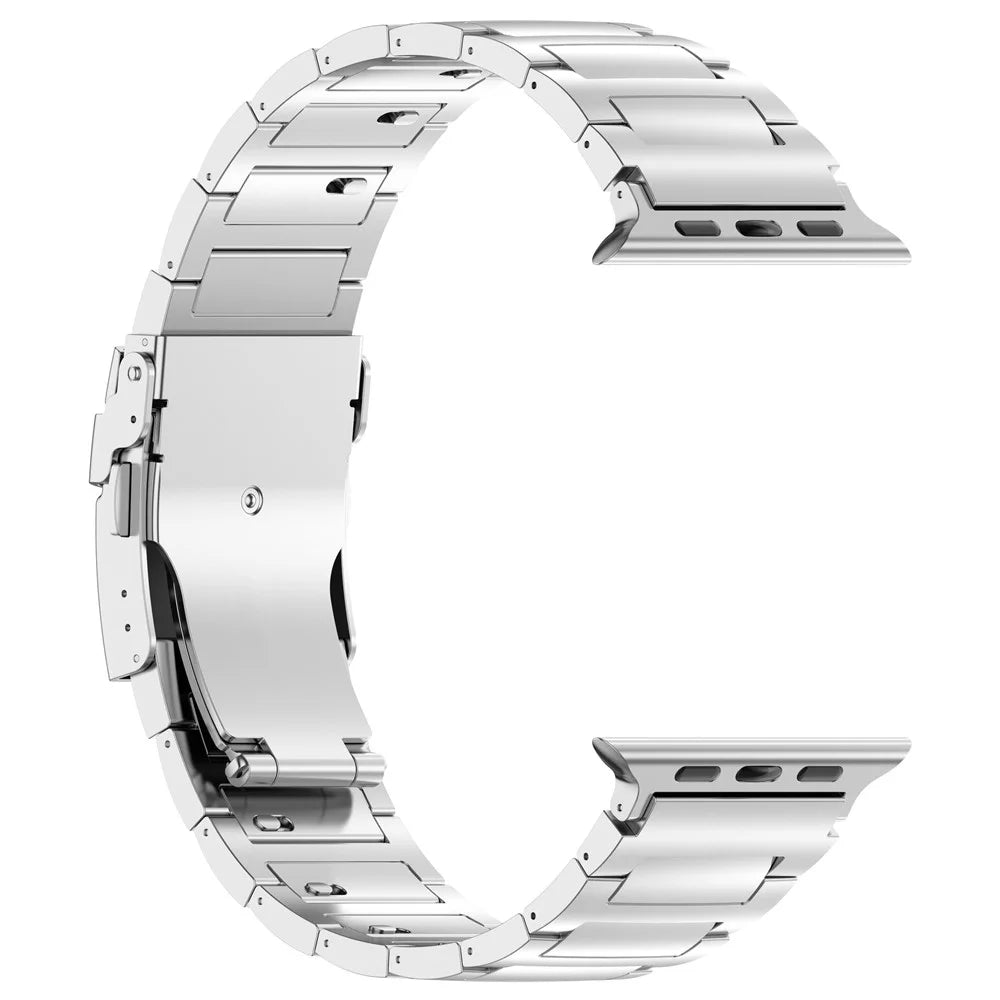 Watch Band For Apple Watch Ultra 3 2 1 49mm / Series 11 10 46mm / 9 8 7 45mm / SE3 SE2 SE 6 5 4 44mm / 3 2 1 42mm , I-shaped Buckle Quick Release Titanium Alloy Strap - Silver - 4