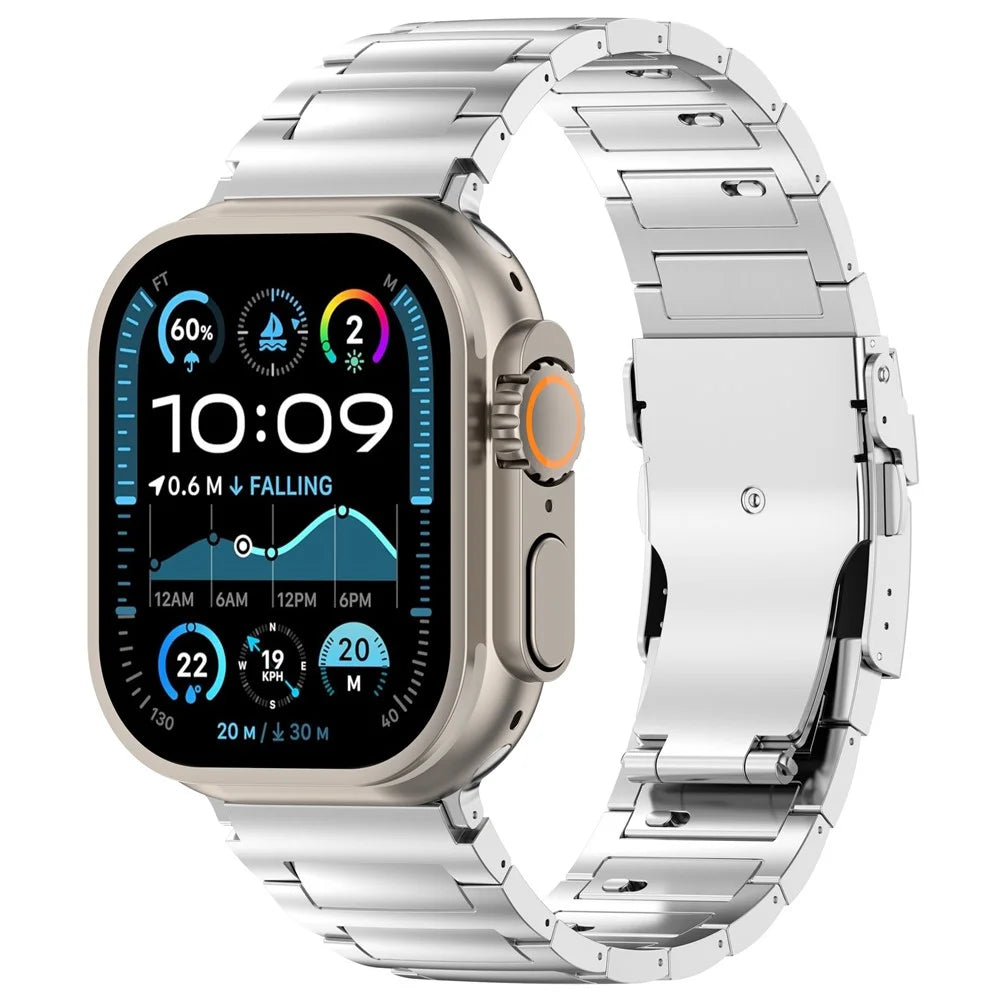 Watch Band For Apple Watch Series 11 10 42mm / 9 8 7 41mm / SE3 SE2 SE 6 5 4 40mm / 3 2 1 38mm , I-shaped Buckle Quick Release Titanium Alloy Strap - Silver - 2