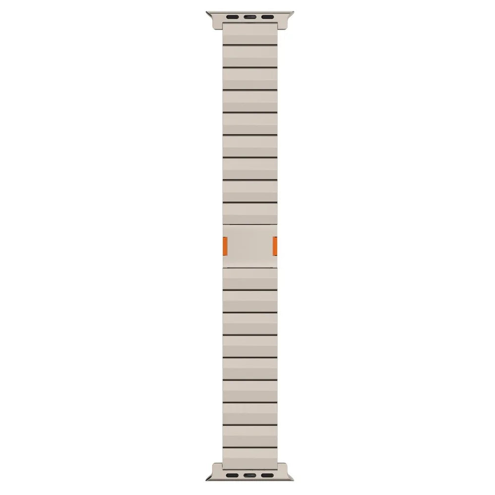 Watch Band For Apple Watch Series 11 10 42mm / 9 8 7 41mm / SE3 SE2 SE 6 5 4 40mm / 3 2 1 38mm , Magnetic Buckle 1-Bead Titanium Alloy Strap - Titanium + Orange - 5