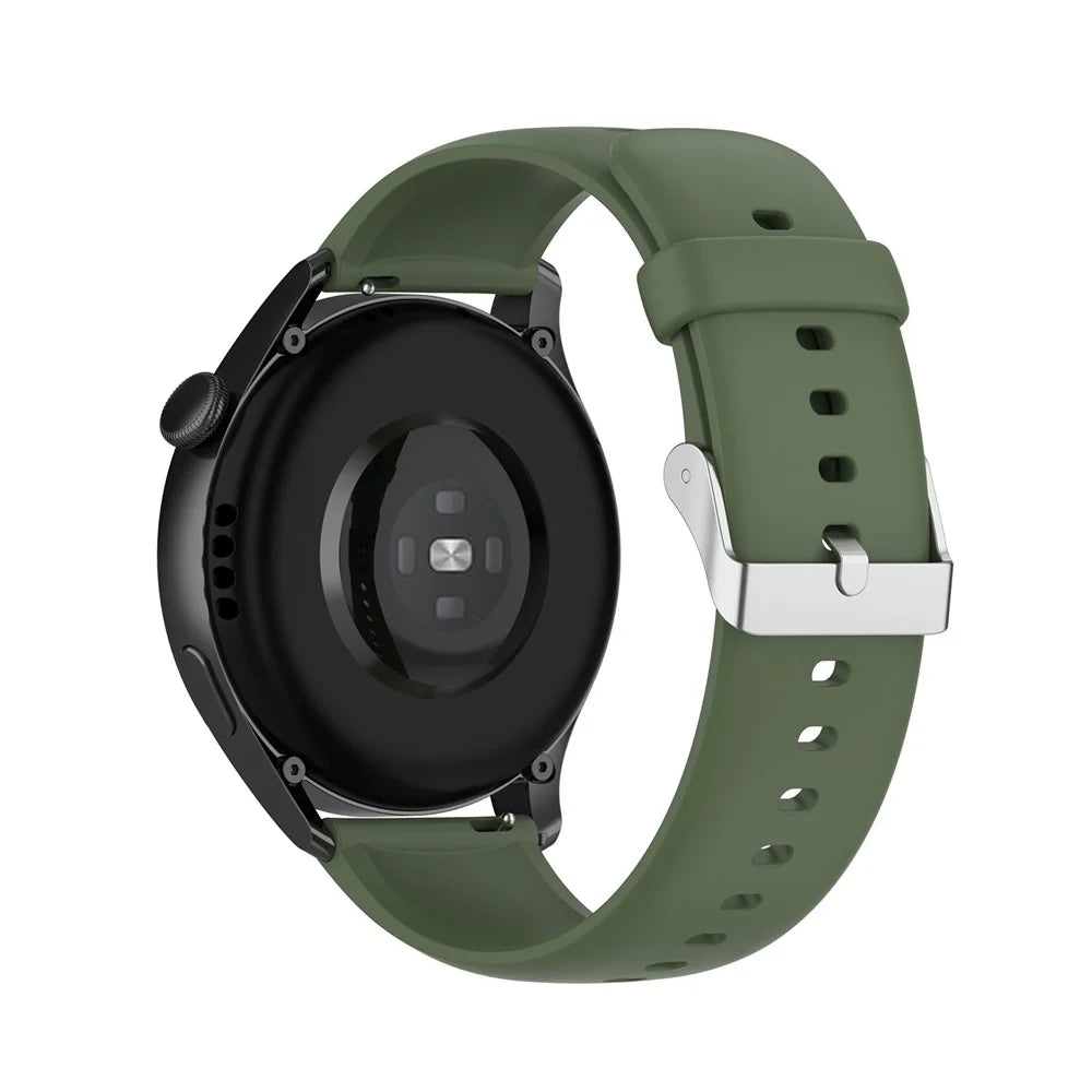 For Realme Watch 3 / Huawei Watch 3 / 3 Pro Watch Band 22mm Sporty Silicone Strap - Dark Green - 1