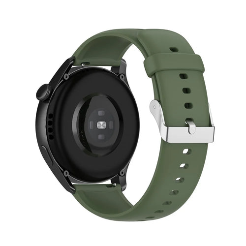 For Realme Watch 3 / Huawei Watch 3 / 3 Pro Watch Band 22mm Sporty Silicone Strap - Dark Green - 1