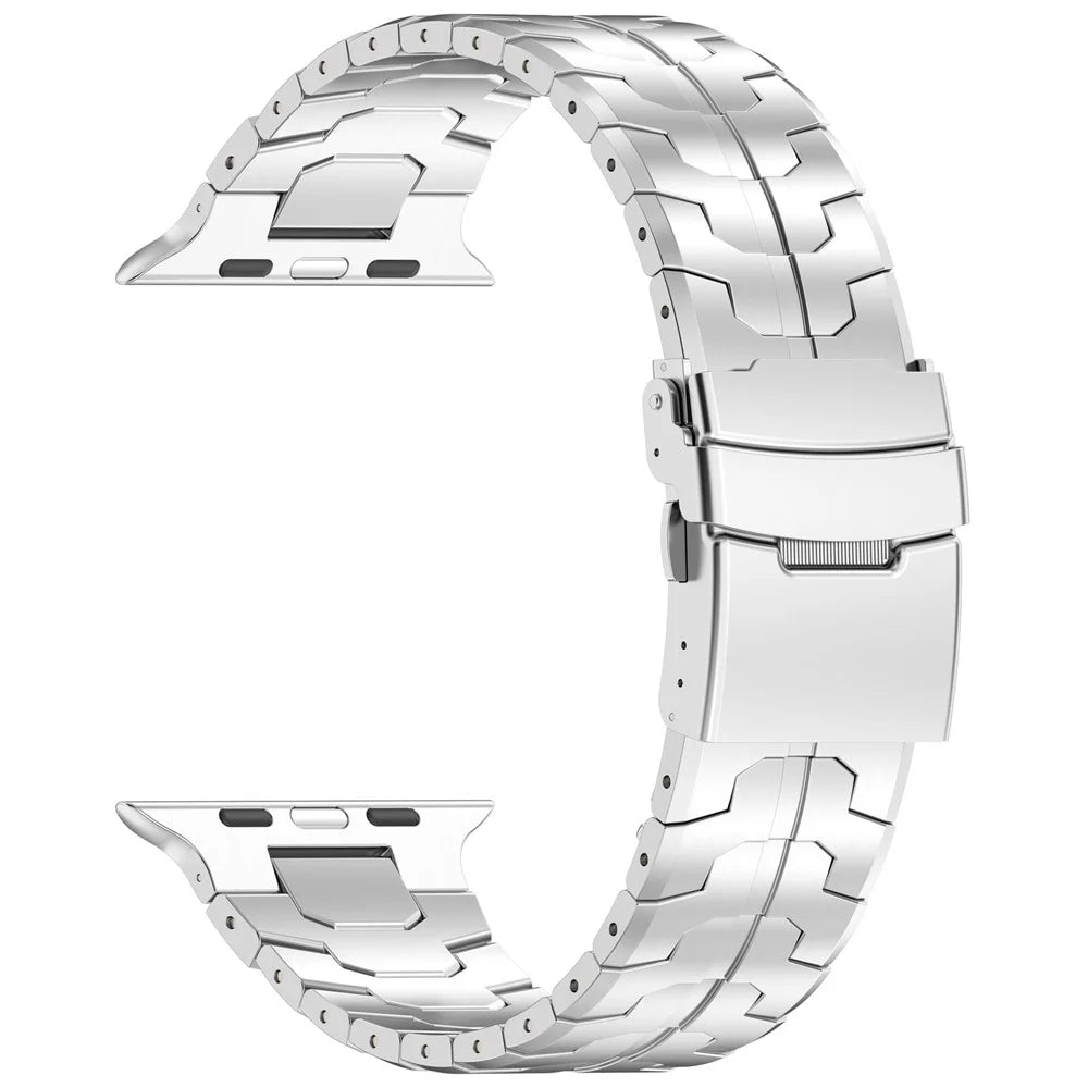 Watch Band For Apple Watch Ultra 49mm / Series 11 10 46mm / 9 8 7 45mm / SE3 SE2 SE 6 5 4 44mm / 3 2 1 42mm , Titanium Alloy Detachable Strap with Security Buckle - Silver - 2