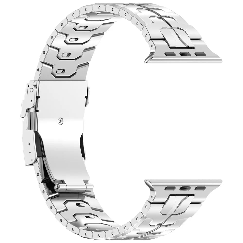 Watch Band For Apple Watch Ultra 49mm / Series 11 10 46mm / 9 8 7 45mm / SE3 SE2 SE 6 5 4 44mm / 3 2 1 42mm , Titanium Alloy Detachable Strap with Security Buckle - Silver - 3