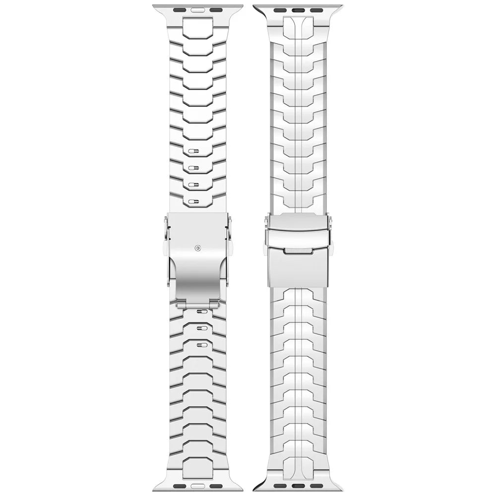 Watch Band For Apple Watch Ultra 49mm / Series 11 10 46mm / 9 8 7 45mm / SE3 SE2 SE 6 5 4 44mm / 3 2 1 42mm , Titanium Alloy Detachable Strap with Security Buckle - Silver - 5