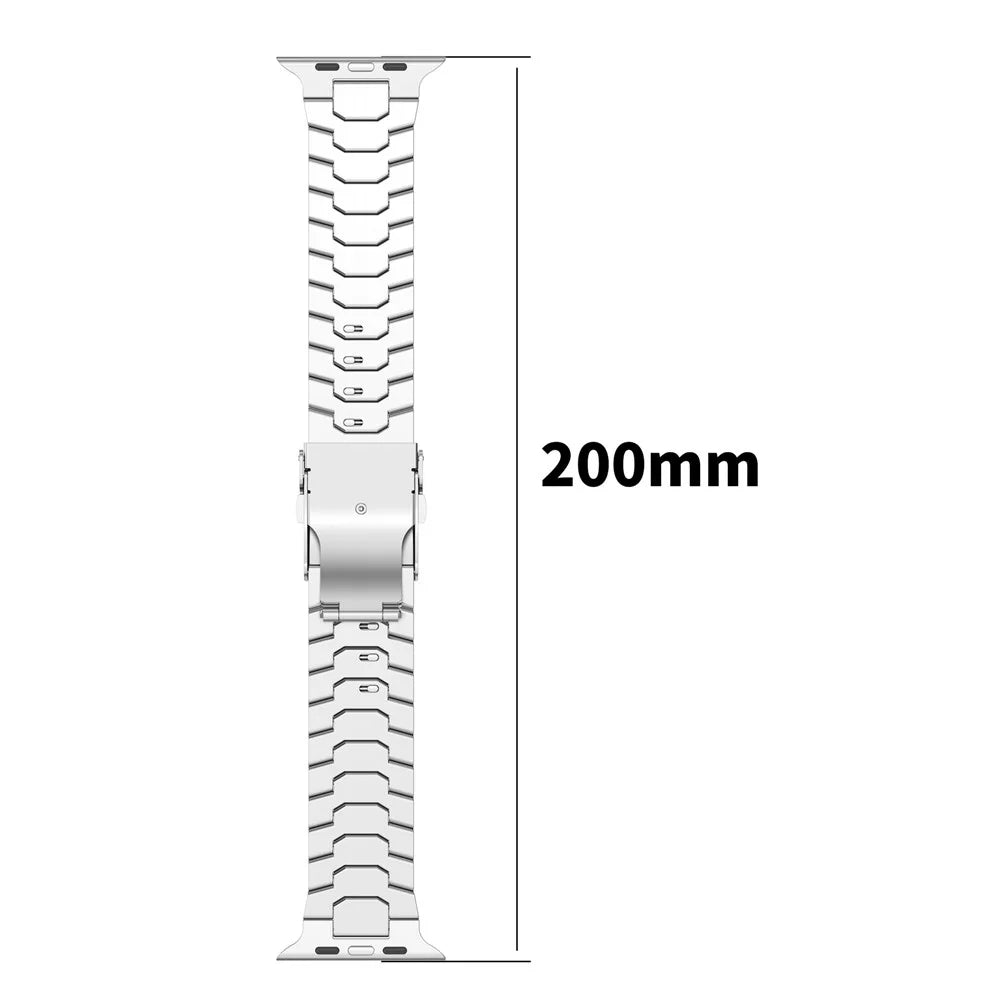 Watch Band For Apple Watch Ultra 49mm / Series 11 10 46mm / 9 8 7 45mm / SE3 SE2 SE 6 5 4 44mm / 3 2 1 42mm , Titanium Alloy Detachable Strap with Security Buckle - Silver - 7