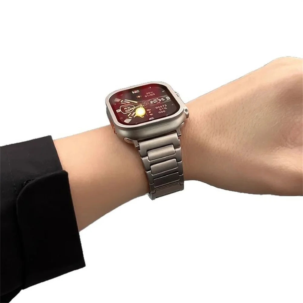 Watch Band For Apple Watch Ultra 49mm / Series 11 10 46mm / 9 8 7 45mm / SE3 SE2 SE 6 5 4 44mm / 3 2 1 42mm , Quick Release Titanium Alloy Strap - Silver - 2