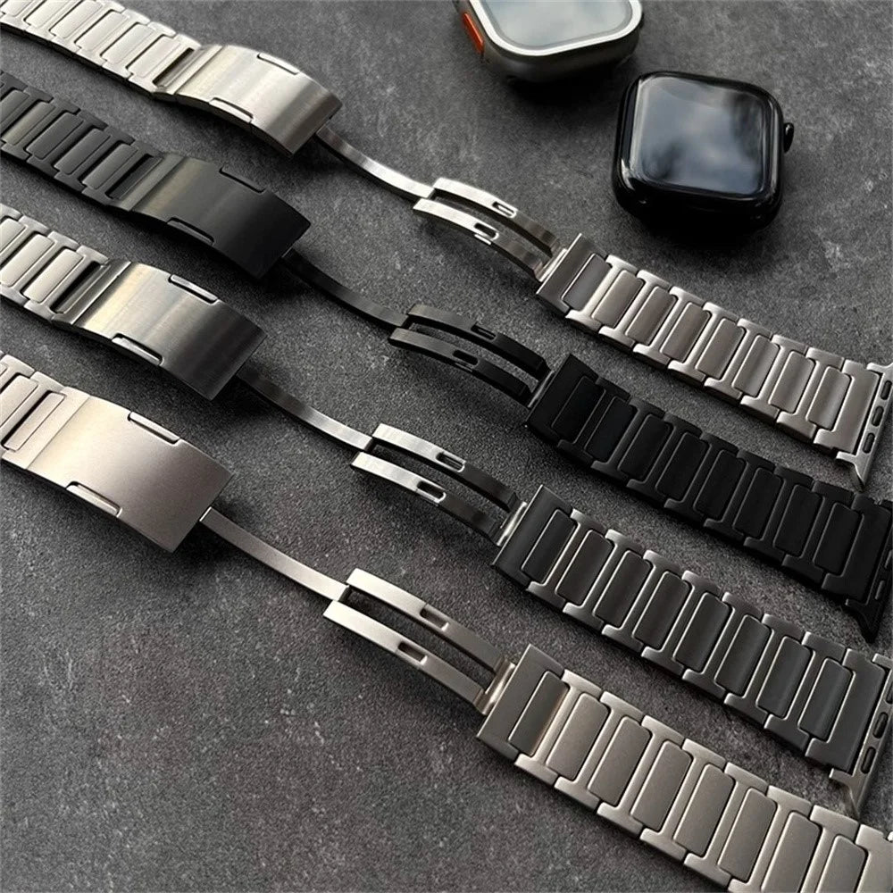 Watch Band For Apple Watch Series 11 10 42mm / 9 8 7 41mm / SE3 SE2 SE 6 5 4 40mm / 3 2 1 38mm , Quick Release Titanium Alloy Strap - Silver - 6
