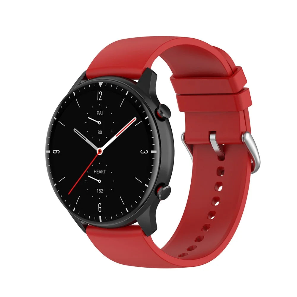 22mm Soft Silicone Quick Release Easy Change Wristbands Replacement Watch Bands for Huami Amazfit GTR 2e / Amazfit GTR 2 / Amazfit 3 Strato S / YAMAY SW022 - Red/ Silver Buckle - 2