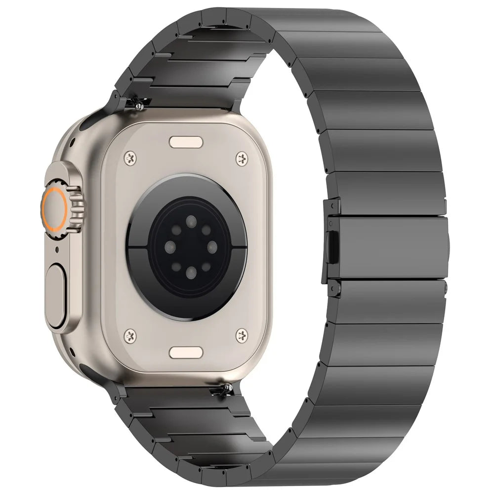 Watch Band For Apple Watch Ultra 3 2 1 49mm / Series 11 10 46mm / 9 8 7 45mm / SE3 SE2 SE 6 5 4 44mm / 3 2 1 42mm , 1-Bead Titanium Alloy Quick Release Titanium Alloy Strap - Black - 1