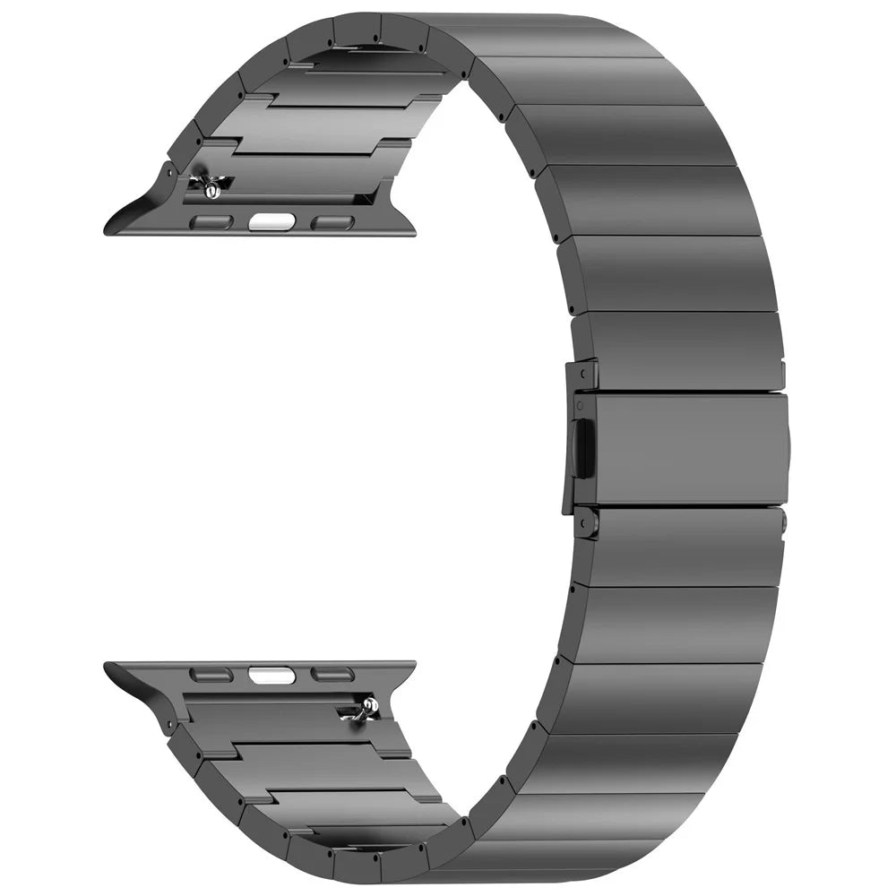 Watch Band For Apple Watch Ultra 3 2 1 49mm / Series 11 10 46mm / 9 8 7 45mm / SE3 SE2 SE 6 5 4 44mm / 3 2 1 42mm , 1-Bead Titanium Alloy Quick Release Titanium Alloy Strap - Black - 2