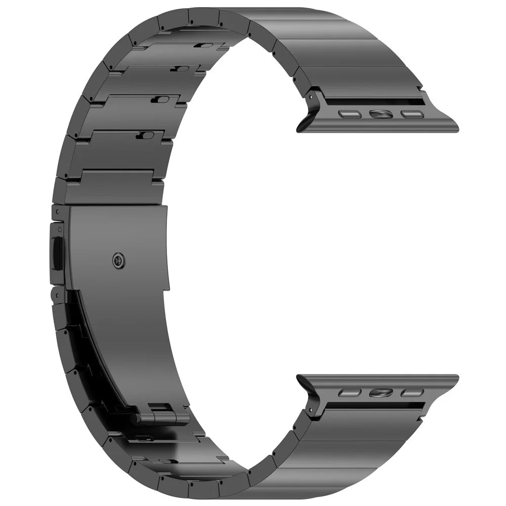 Watch Band For Apple Watch Ultra 3 2 1 49mm / Series 11 10 46mm / 9 8 7 45mm / SE3 SE2 SE 6 5 4 44mm / 3 2 1 42mm , 1-Bead Titanium Alloy Quick Release Titanium Alloy Strap - Black - 3