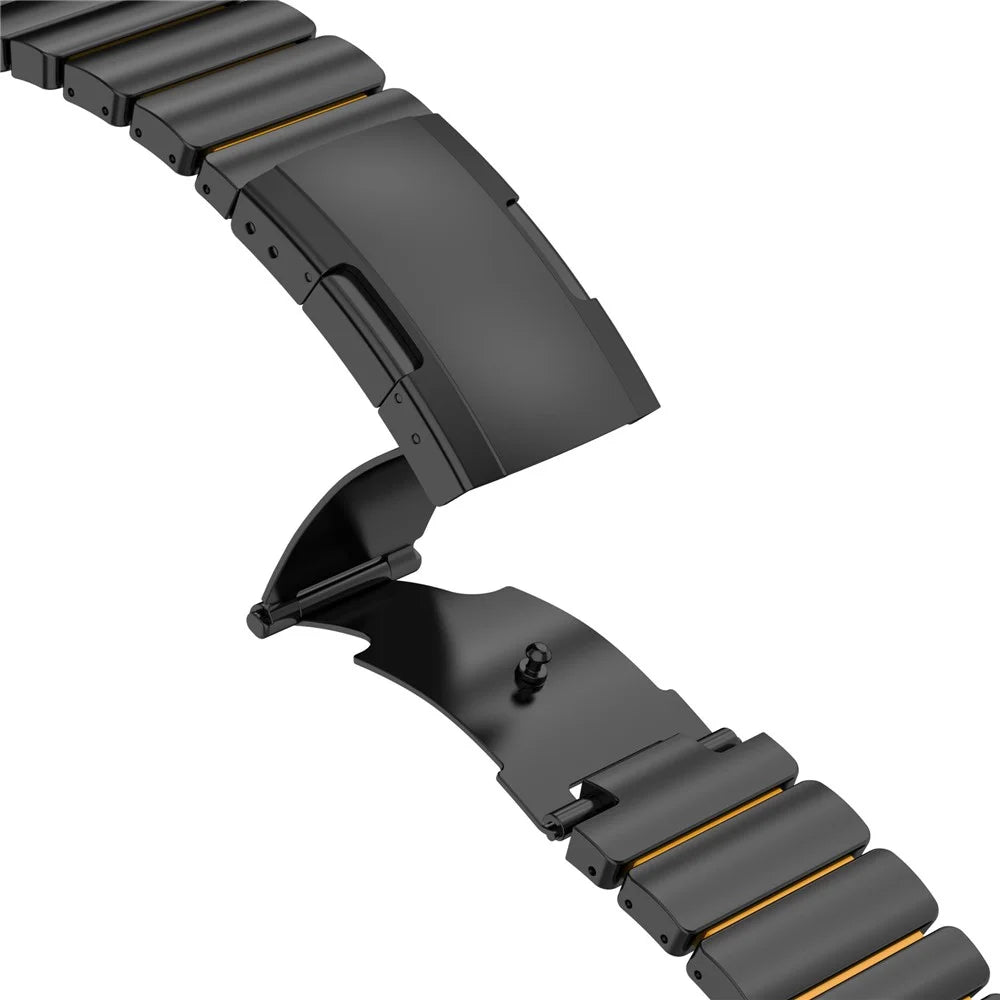 Dual-Color Watch Band for Samsung Galaxy Watch8 44mm / 40mm / 8 Classic 46mm Titanium Metal Silicone Strap Turtle Buckle - Black / Orange - 6