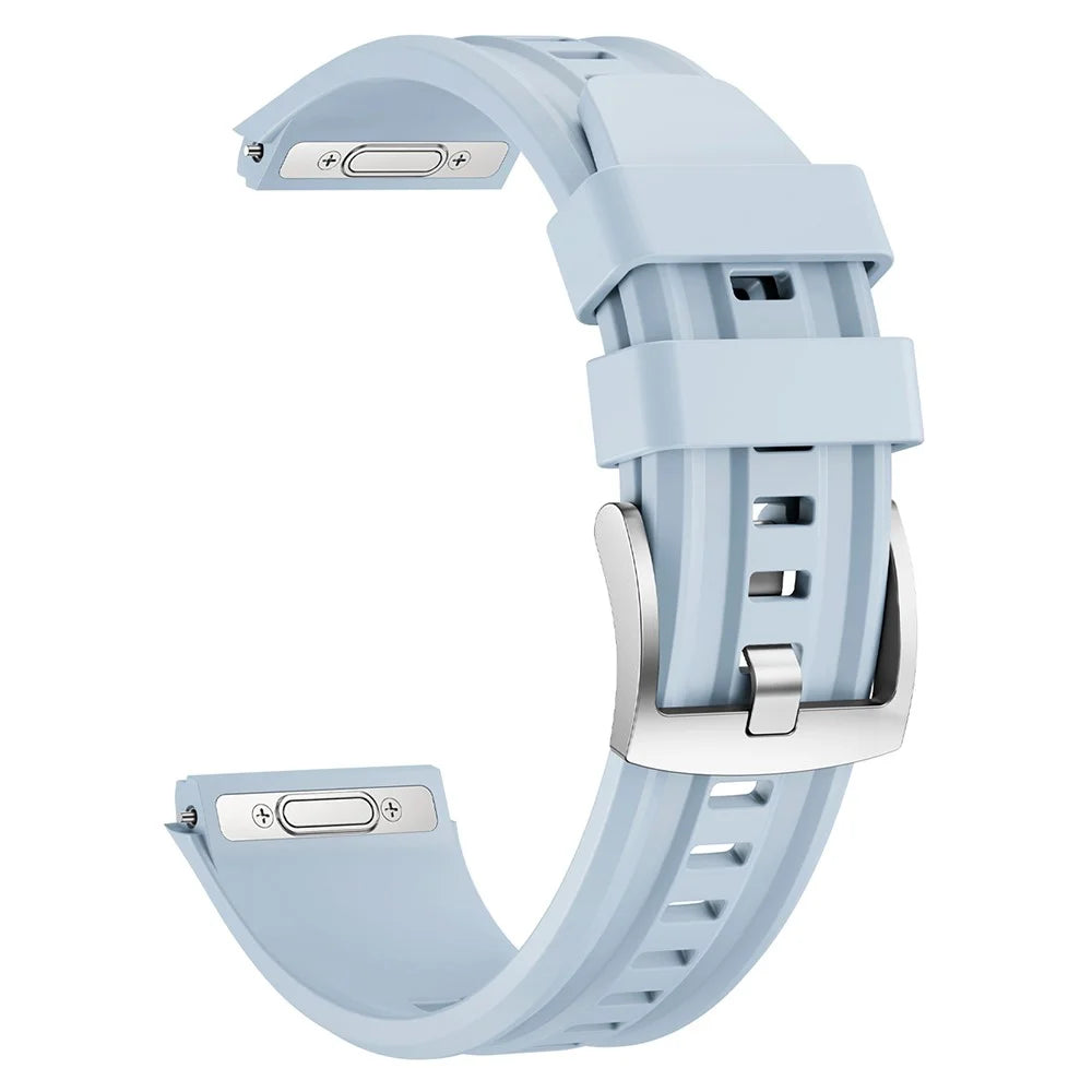 Silicone Watch Band for Huawei Watch GT 6 Pro 46mm Double Groove Quick Release Adjustable Strap with Silver Buckle - Blue - 1