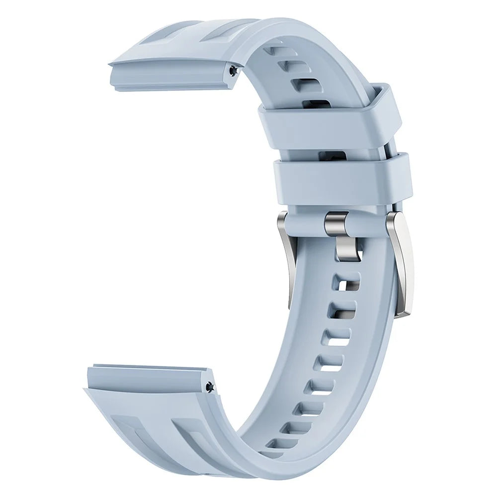 Silicone Watch Band for Huawei Watch GT 6 Pro 46mm Double Groove Quick Release Adjustable Strap with Silver Buckle - Blue - 2