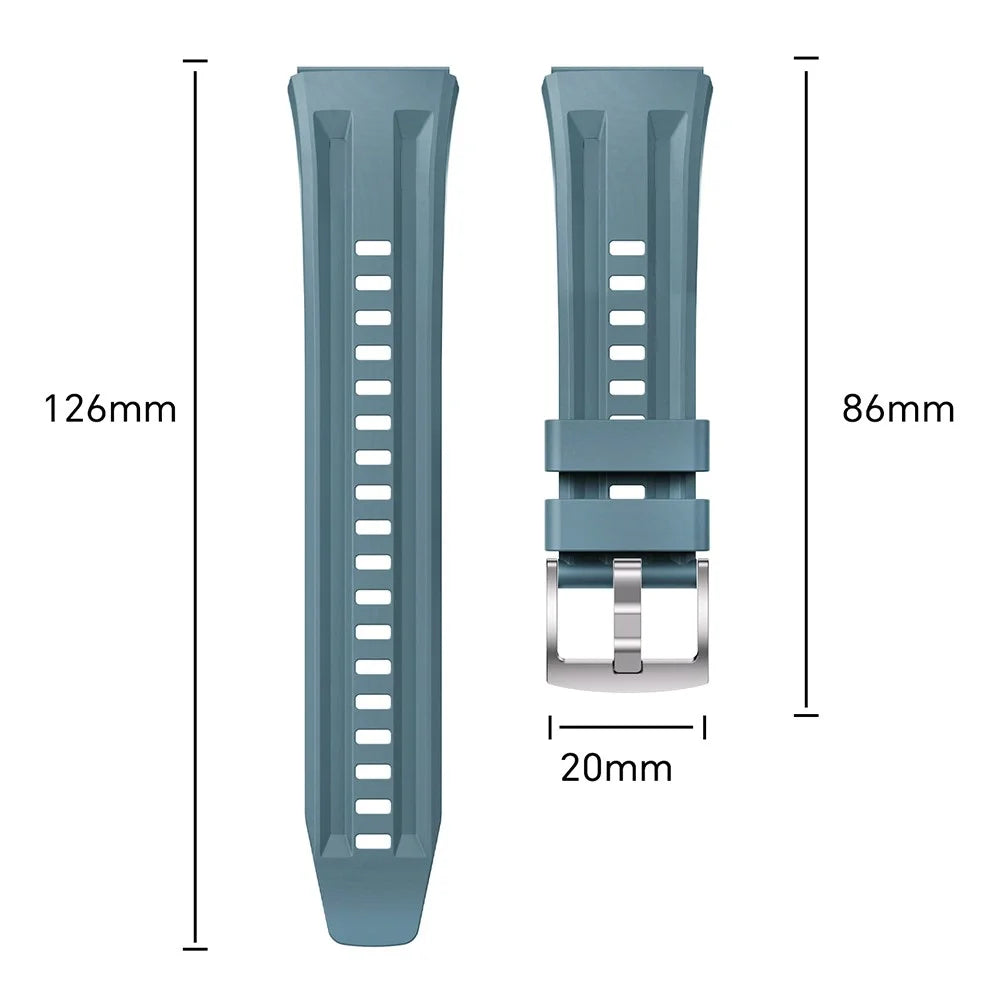 Silicone Watch Band for Huawei Watch GT 6 Pro 46mm Double Groove Quick Release Adjustable Strap with Silver Buckle - Blue - 5