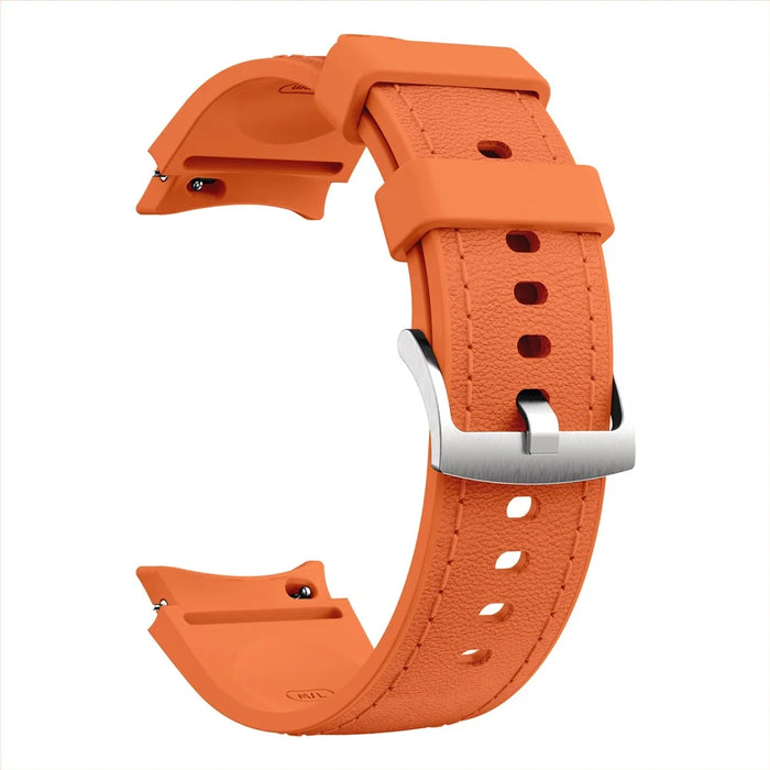 Silicone Leather Band for Samsung Galaxy Watch7 / 6 / 5 / 4 44mm / 40mm / 6 Classic 42mm / 46mm Multi-Hole Replacement Strap - Orange - 2