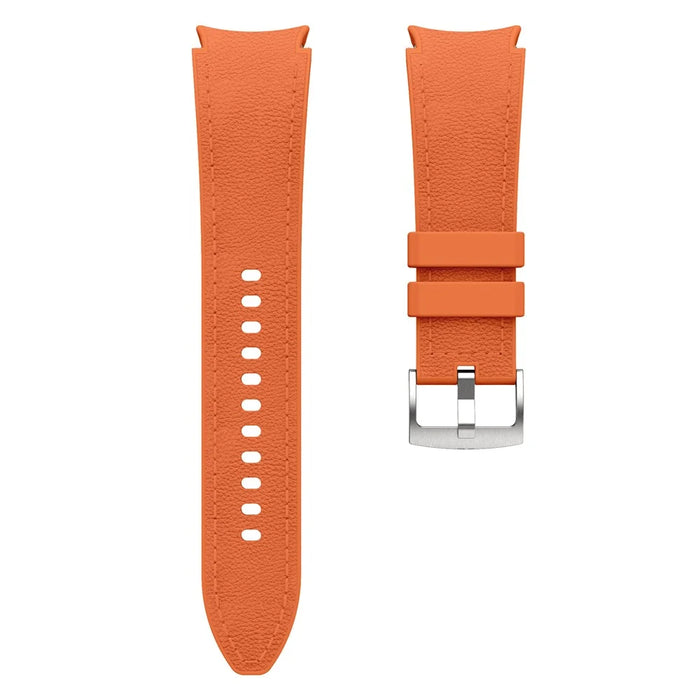 Silicone Leather Band for Samsung Galaxy Watch7 / 6 / 5 / 4 44mm / 40mm / 6 Classic 42mm / 46mm Multi-Hole Replacement Strap - Orange - 3