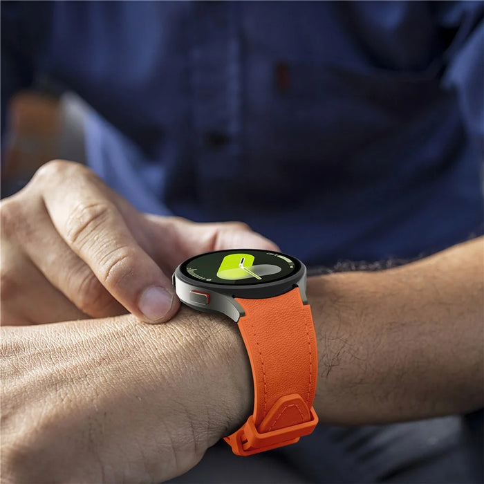 Silicone Leather Band for Samsung Galaxy Watch7 / 6 / 5 / 4 44mm / 40mm / 6 Classic 42mm / 46mm Multi-Hole Replacement Strap - Orange - 6