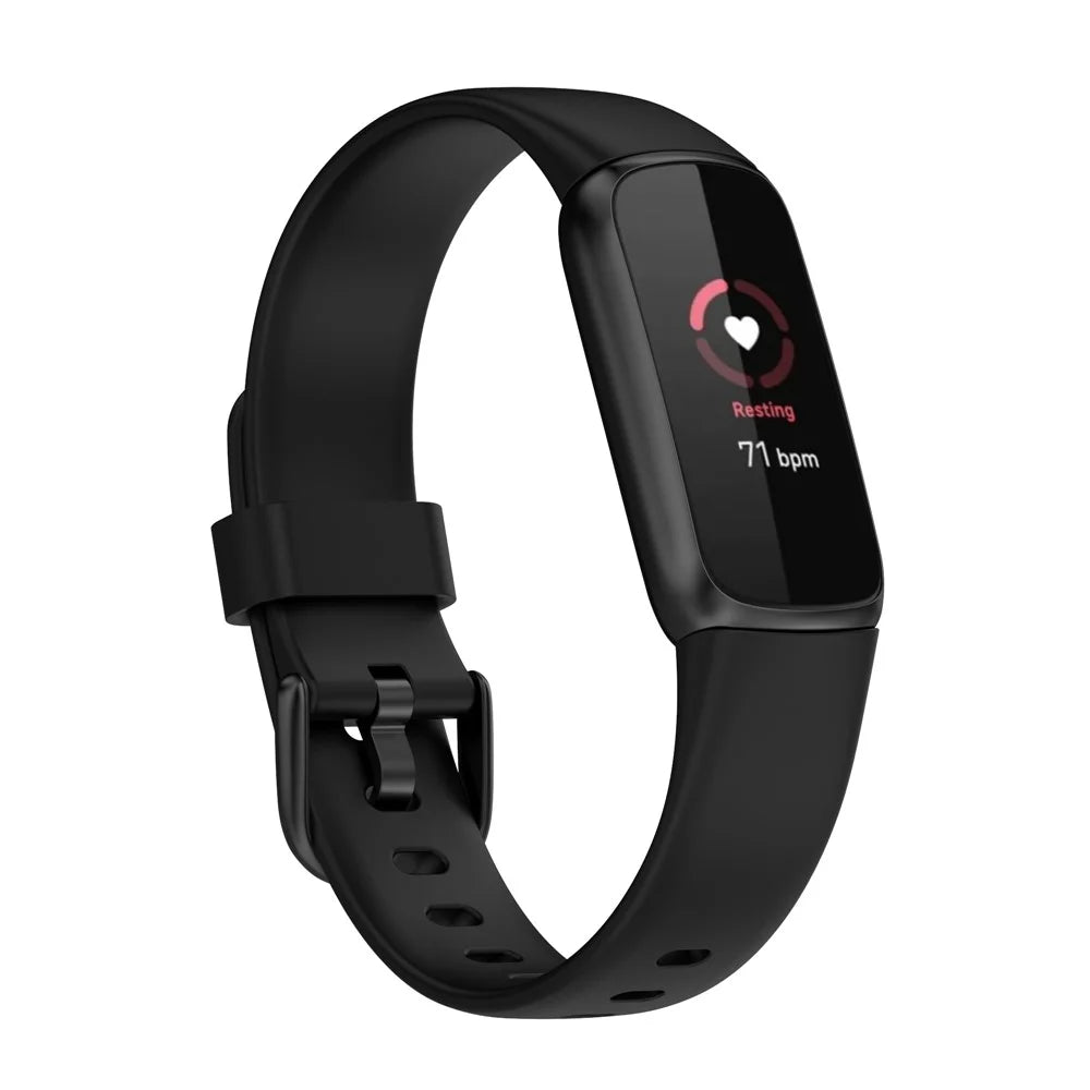 Replacement Silicone Adjustable Watch Band Wrist Strap for Fitbit Luxe, Size: L - Black - 2