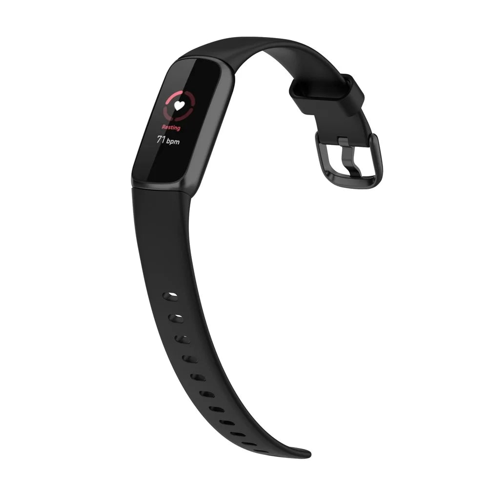 Replacement Silicone Adjustable Watch Band Wrist Strap for Fitbit Luxe, Size: L - Black - 3