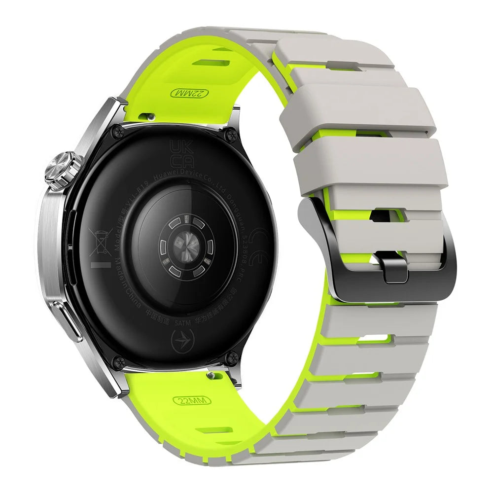 22mm Watch Band For Garmin Forerunner 570 47mm  /  Forerunner 970  /  265  /  255  /  745 Piano Pattern Two Tone Silicone Strap - Starlight  /  Green - 1