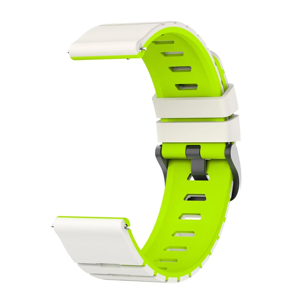 22mm Watch Band For Garmin Forerunner 570 47mm  /  Forerunner 970  /  265  /  255  /  745 Piano Pattern Two Tone Silicone Strap - Starlight  /  Green - 2