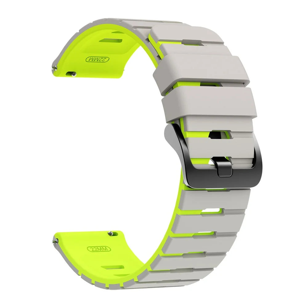 22mm Watch Band For Garmin Forerunner 570 47mm  /  Forerunner 970  /  265  /  255  /  745 Piano Pattern Two Tone Silicone Strap - Starlight  /  Green - 3