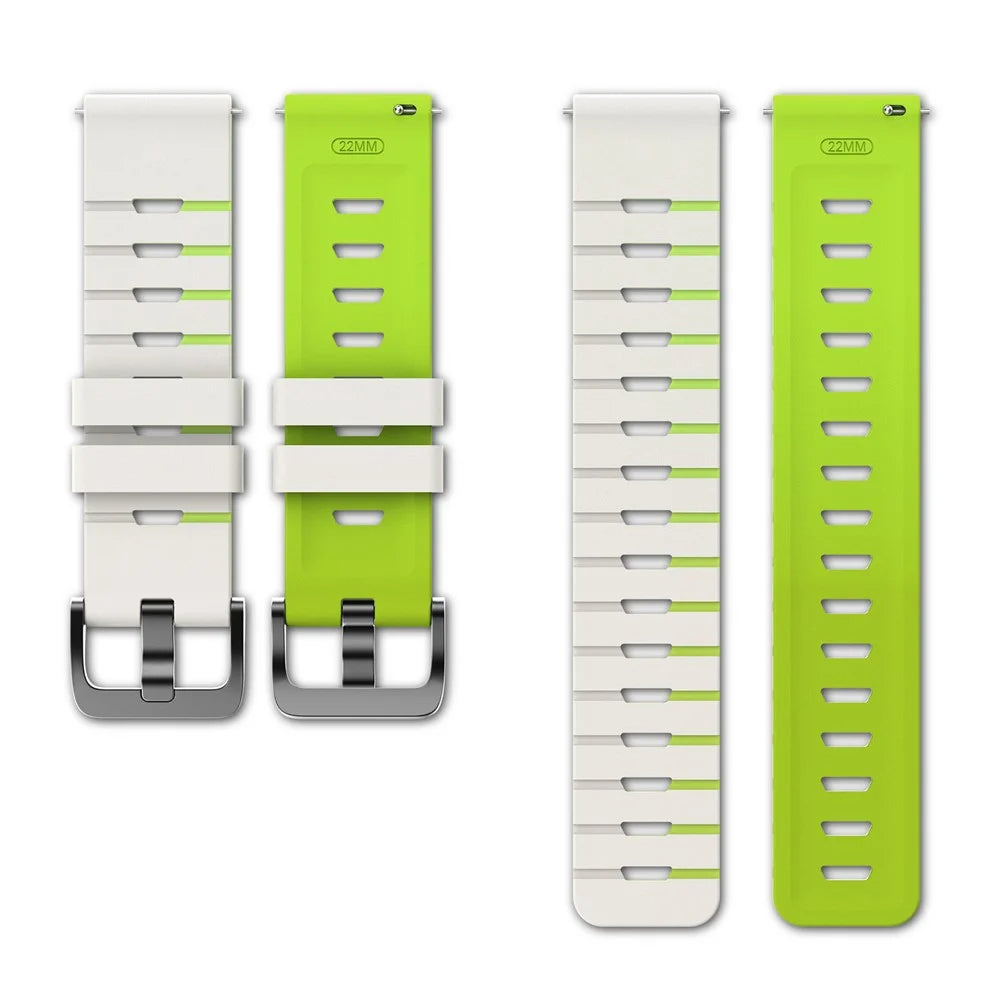 22mm Watch Band For Garmin Forerunner 570 47mm  /  Forerunner 970  /  265  /  255  /  745 Piano Pattern Two Tone Silicone Strap - Starlight  /  Green - 5