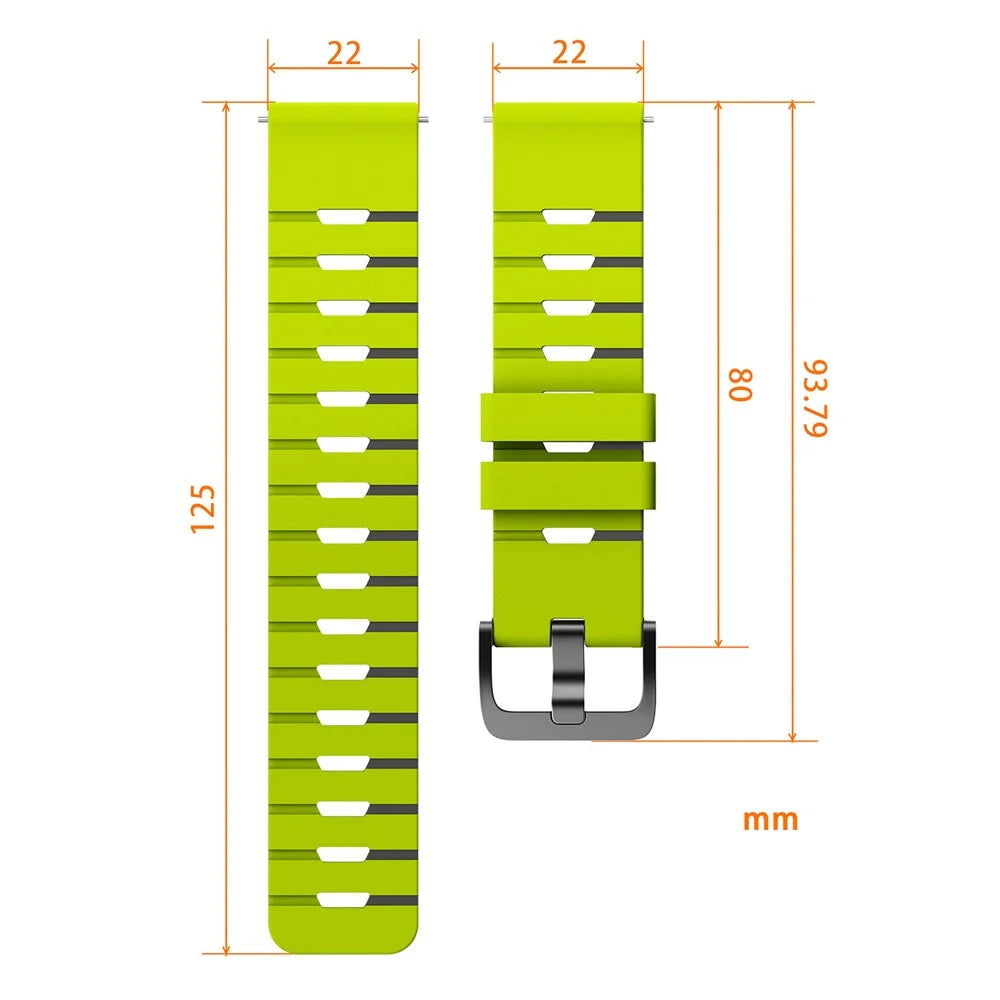 22mm Watch Band For Garmin Forerunner 570 47mm  /  Forerunner 970  /  265  /  255  /  745 Piano Pattern Two Tone Silicone Strap - Starlight  /  Green - 6