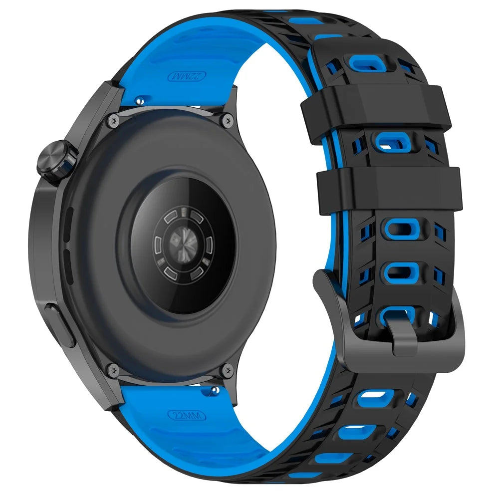 22mm Watch Band For Garmin Forerunner 570 47mm  /  Forerunner 970  /  265  /  255  /  745 Mechanical Design Breathable Silicone Strap - Black  /  Blue - 1