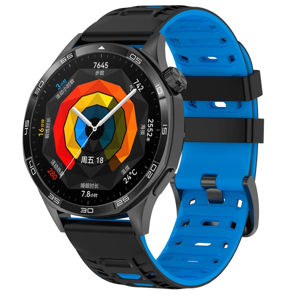 22mm Watch Band For Garmin Forerunner 570 47mm  /  Forerunner 970  /  265  /  255  /  745 Mechanical Design Breathable Silicone Strap - Black  /  Blue - 3