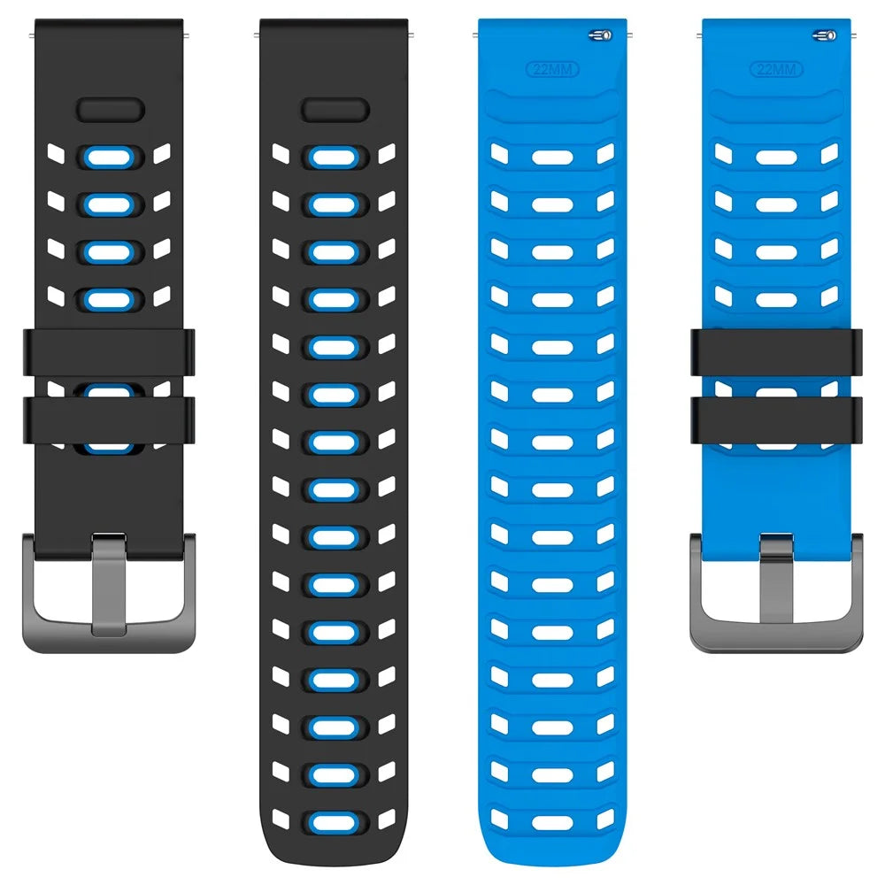 22mm Watch Band For Garmin Forerunner 570 47mm  /  Forerunner 970  /  265  /  255  /  745 Mechanical Design Breathable Silicone Strap - Black  /  Blue - 4