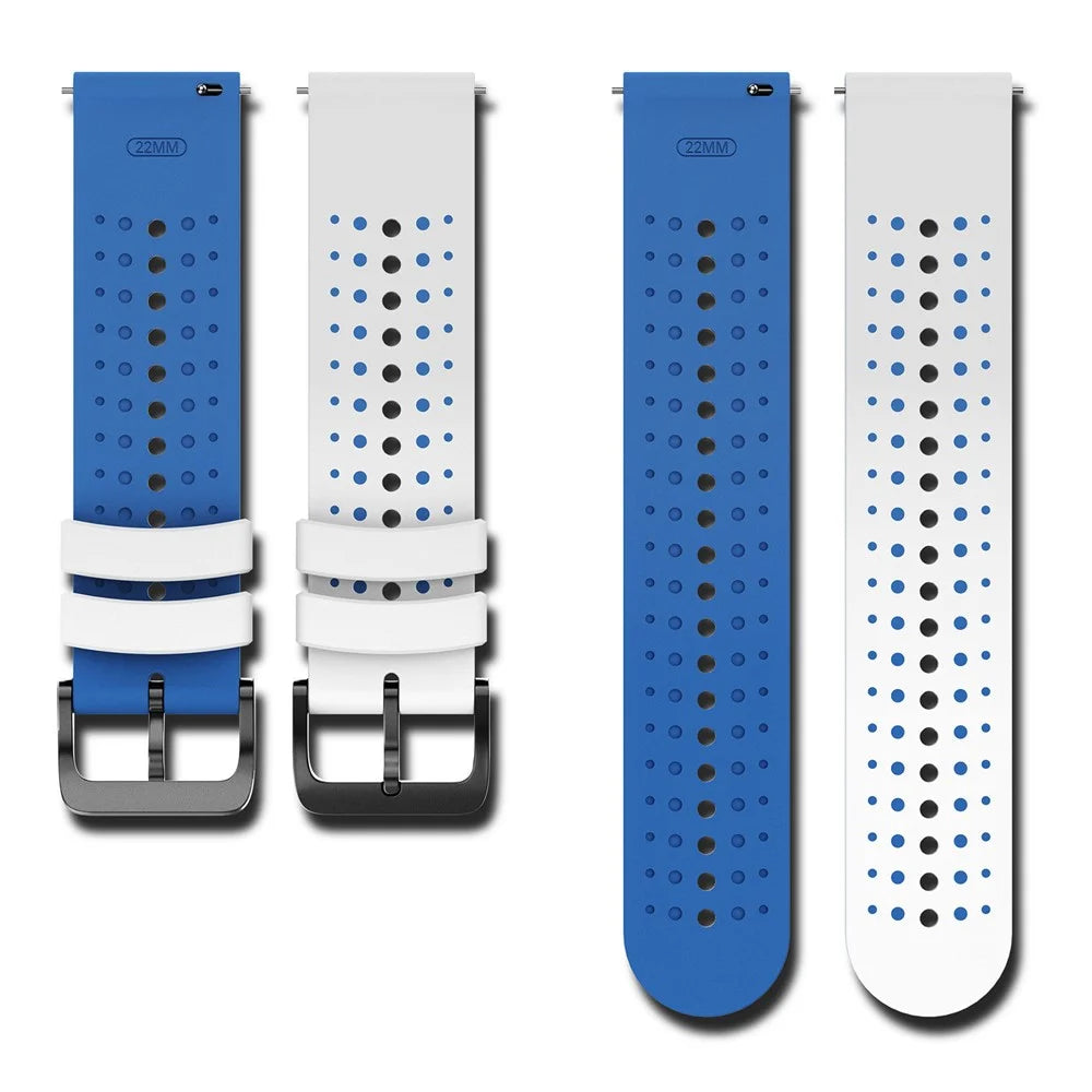 22mm Watch Band For Garmin Forerunner 570 47mm  /  Forerunner 970  /  265  /  255  /  745 Starry Sky Design Dual Color Silicone Strap - White  /  Blue - 5