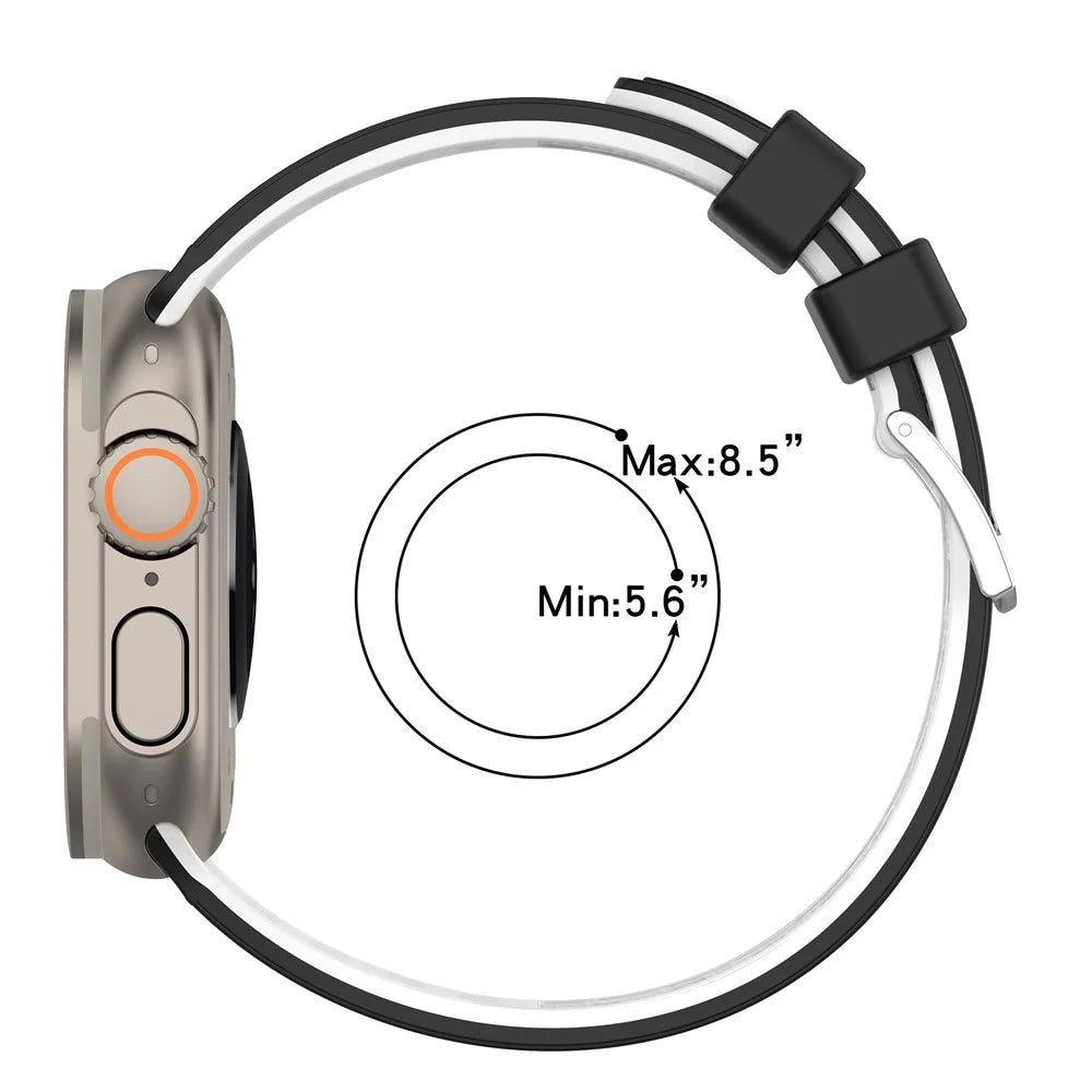 Watch Band For Apple Watch Ultra 3 2 1 49mm  /  Series 11 10 46mm  /  9 8 7 45mm  /  SE3 SE2 SE 6 5 4 44mm  /  3 2 1 42mm Vertical Hole Breathable Dual Color Silicone Strap - Black  /  White - 6