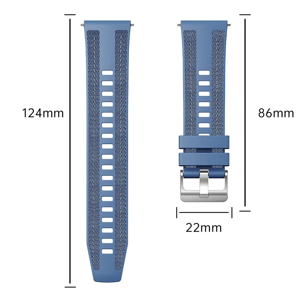 22mm Watch Band For Huawei Watch GT 5 46mm  /  Garmin Forerunner 570 47mm  /  970  /  265  /  255  /  745 Nylon Woven Coated Silicone Strap - Baby Blue - 3