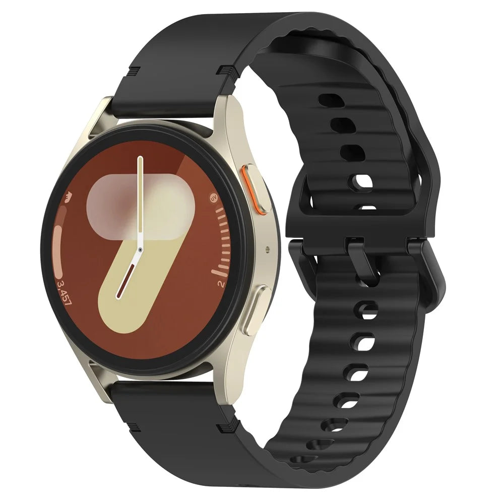 20mm Silicone Watch Band for Samsung Galaxy Watch7 44mm / 40mm / 6 Classic 43mm / 47mm Solid Color Wrist Strap - Black - 4