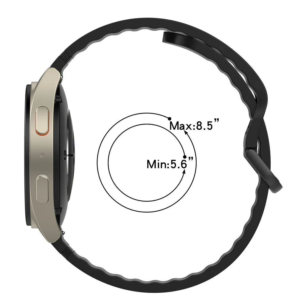 20mm Silicone Watch Band for Samsung Galaxy Watch7 44mm / 40mm / 6 Classic 43mm / 47mm Solid Color Wrist Strap - Black - 6