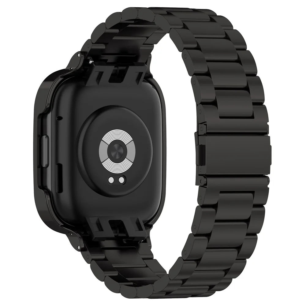 For Xiaomi Redmi Watch 5 Band 3-Bead Stainless Steel Watch Strap with Frame Cover - Black - 4
