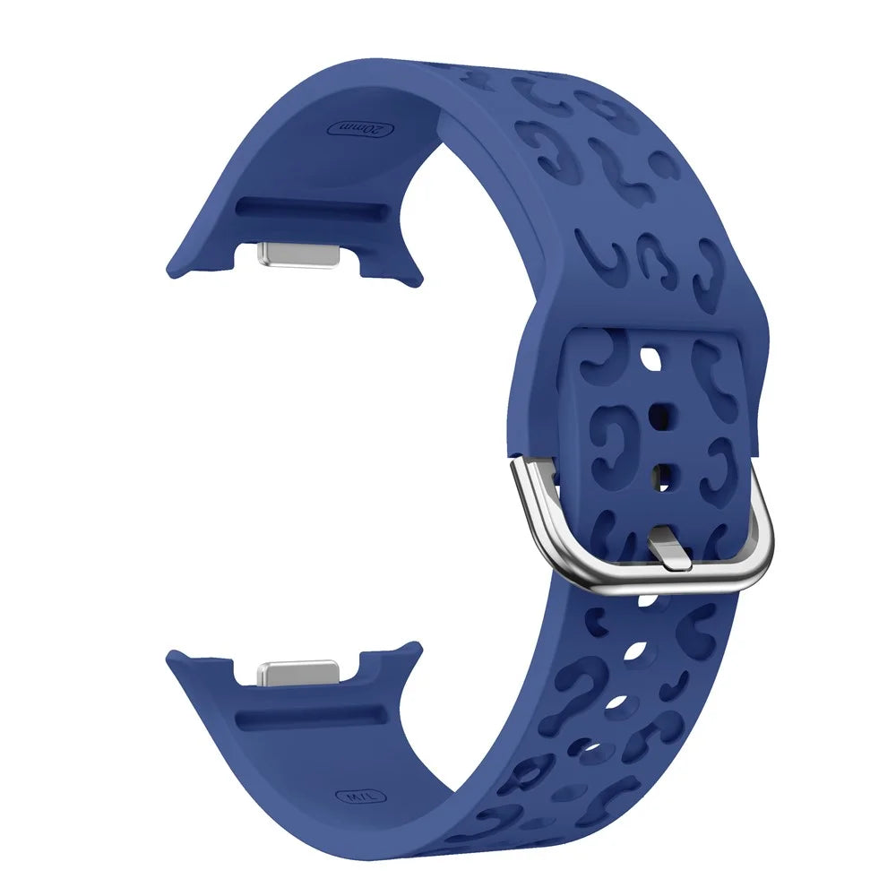 Adjustable Strap for Samsung Galaxy Watch8 44mm / 40mm / Watch8 Classic 46mm Leopard Texture Silicone Watch Band - Blue - 2