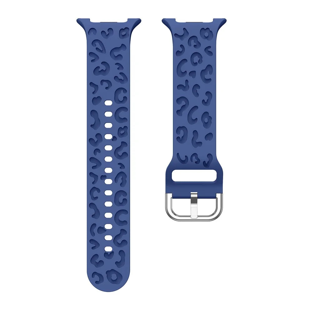 Adjustable Strap for Samsung Galaxy Watch8 44mm / 40mm / Watch8 Classic 46mm Leopard Texture Silicone Watch Band - Blue - 3