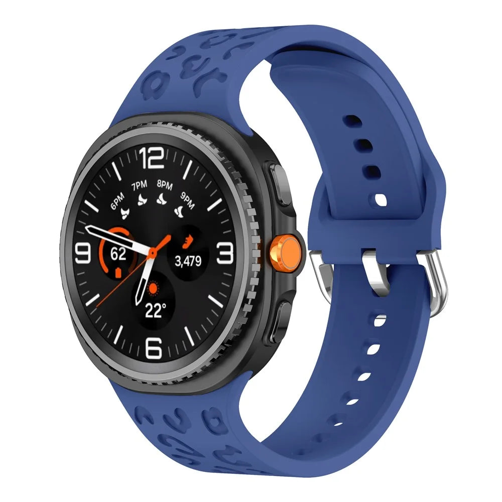 Adjustable Strap for Samsung Galaxy Watch8 44mm / 40mm / Watch8 Classic 46mm Leopard Texture Silicone Watch Band - Blue - 4