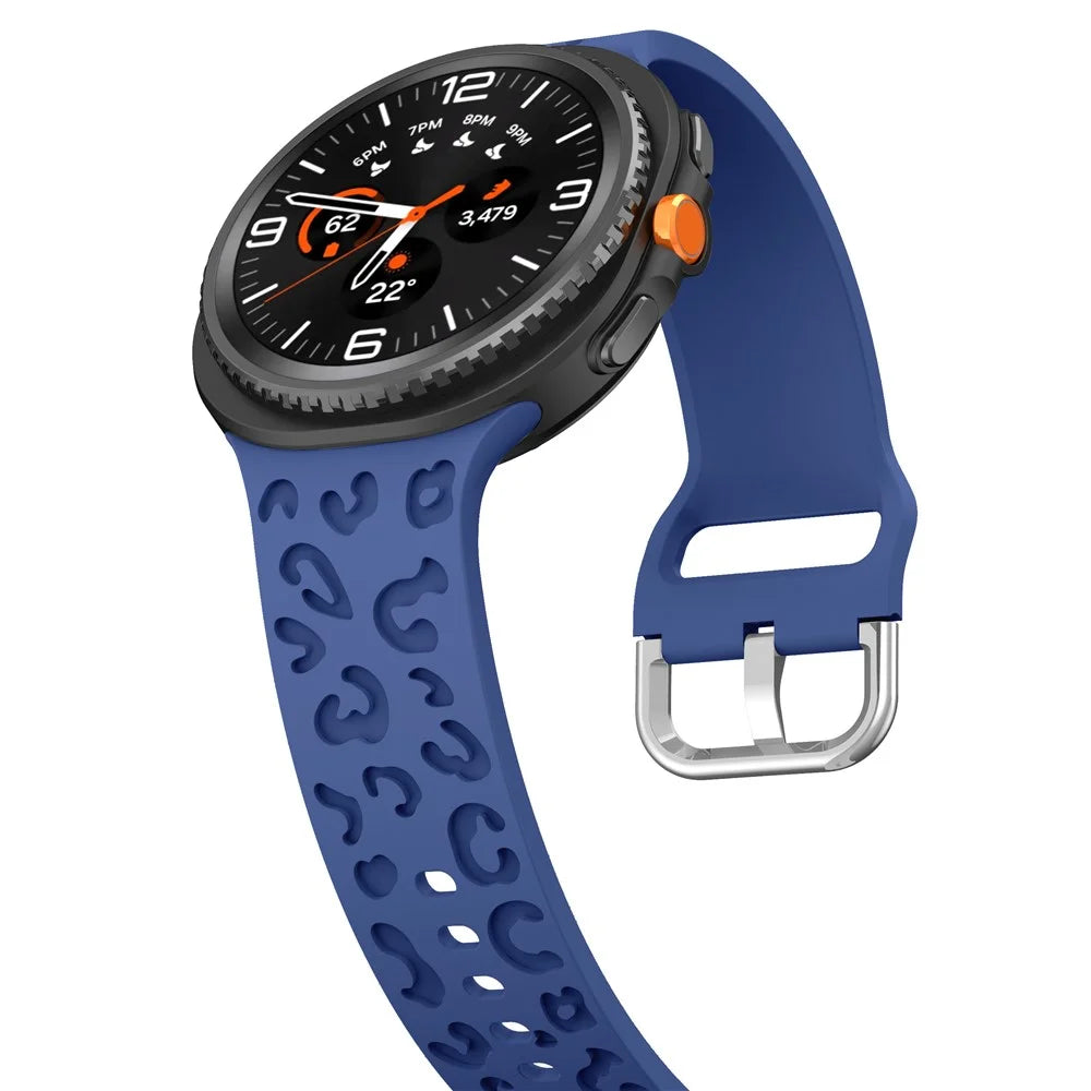 Adjustable Strap for Samsung Galaxy Watch8 44mm / 40mm / Watch8 Classic 46mm Leopard Texture Silicone Watch Band - Blue - 5
