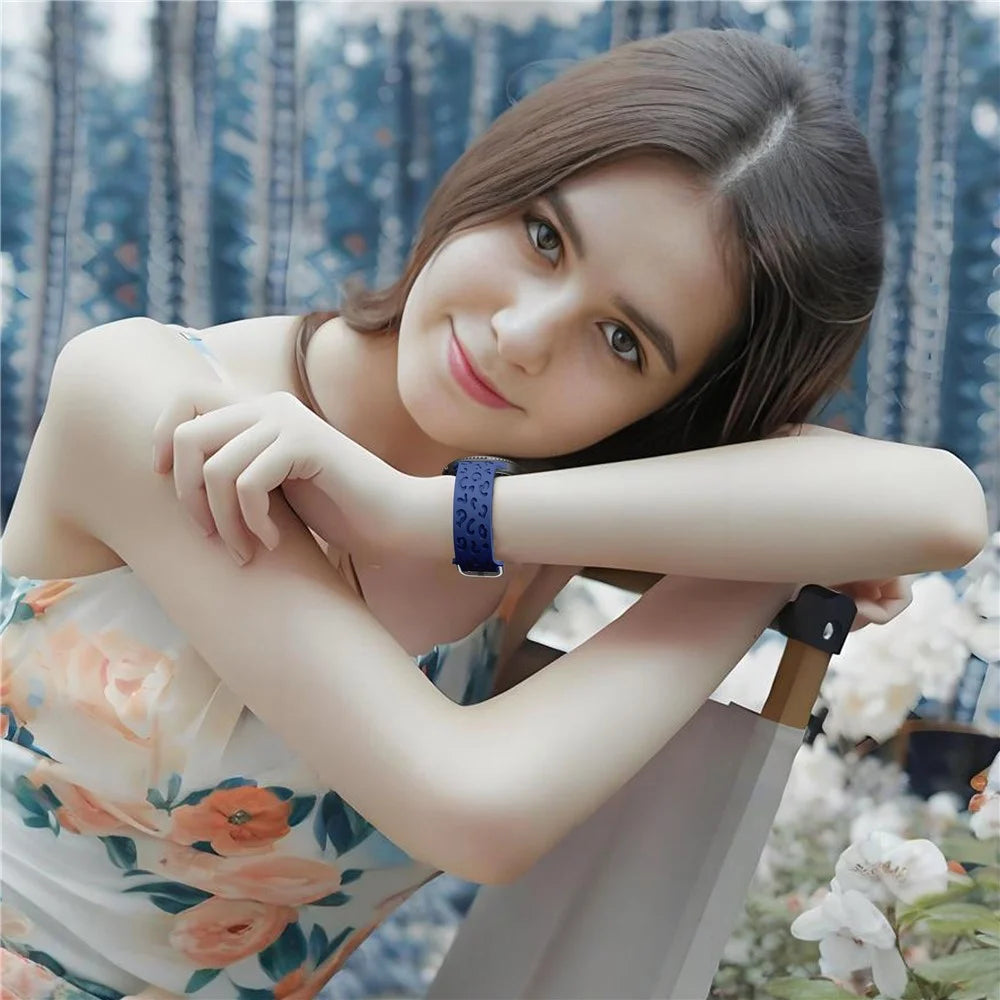 Adjustable Strap for Samsung Galaxy Watch8 44mm / 40mm / Watch8 Classic 46mm Leopard Texture Silicone Watch Band - Blue - 6