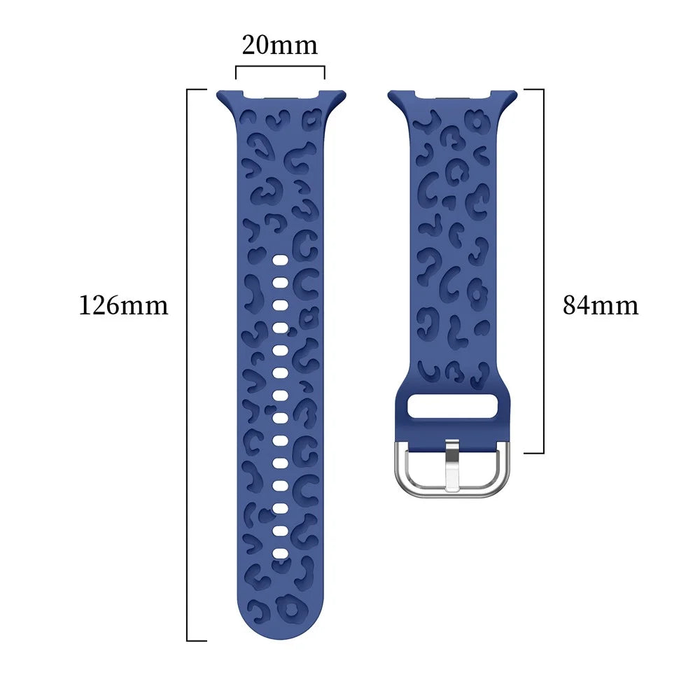 Adjustable Strap for Samsung Galaxy Watch8 44mm / 40mm / Watch8 Classic 46mm Leopard Texture Silicone Watch Band - Blue - 7