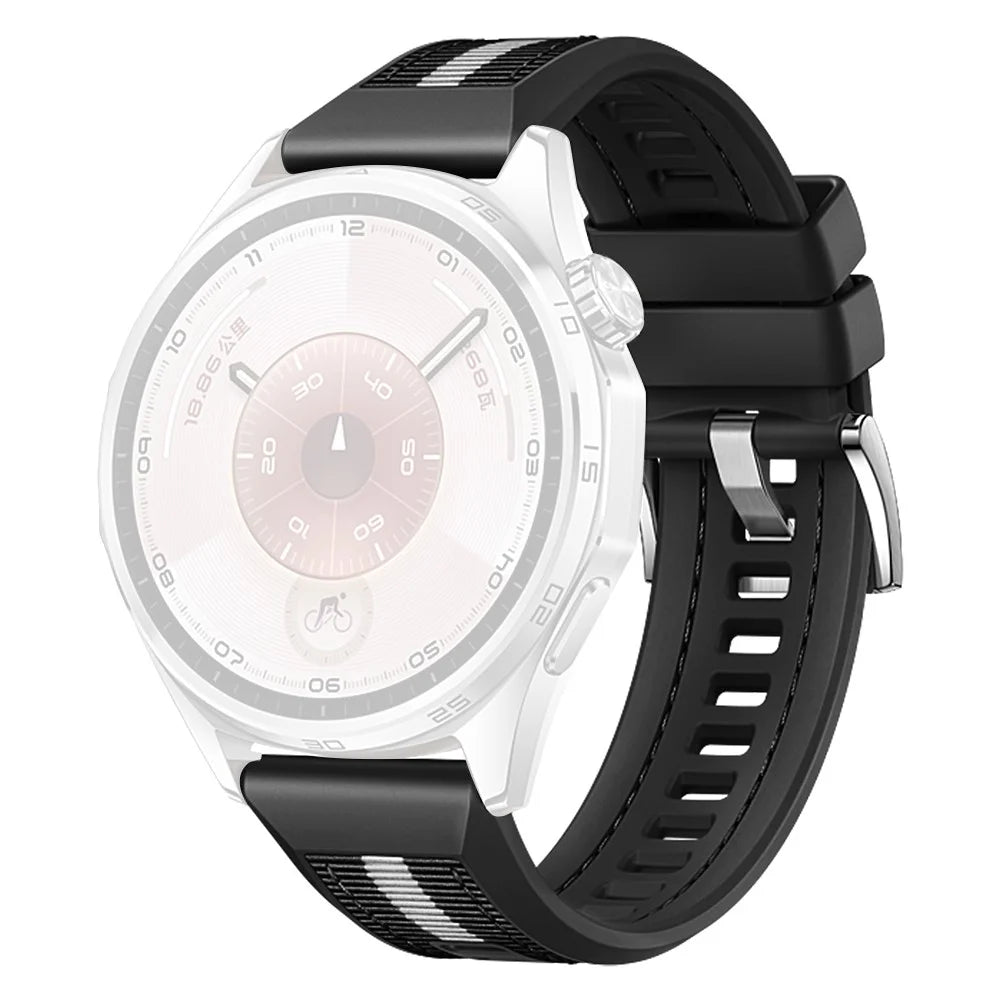 22mm Watch Band for Huawei Watch GT 6 Pro 46mm / GT 6 46mm / GT 5 Pro 46m Nylon Woven Silicone Wrist Strap - Black - 1