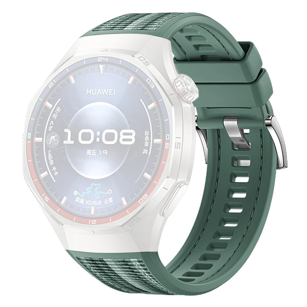 For Huawei Watch GT 6 Pro 46mm Replacement Strap 22mm Nylon Silicone Hybrid Watchband - Green - 1