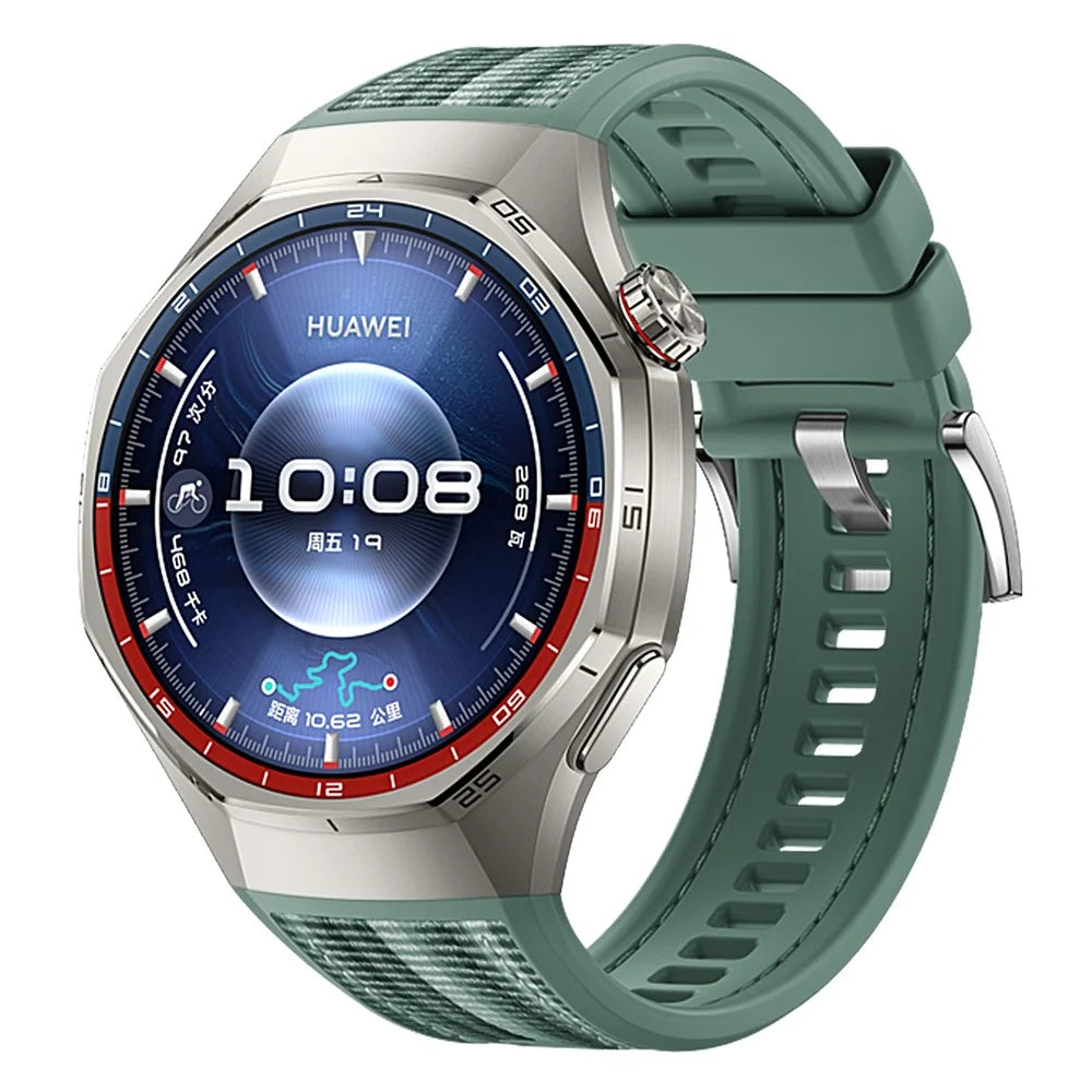 For Huawei Watch GT 6 Pro 46mm Replacement Strap 22mm Nylon Silicone Hybrid Watchband - Green - 2