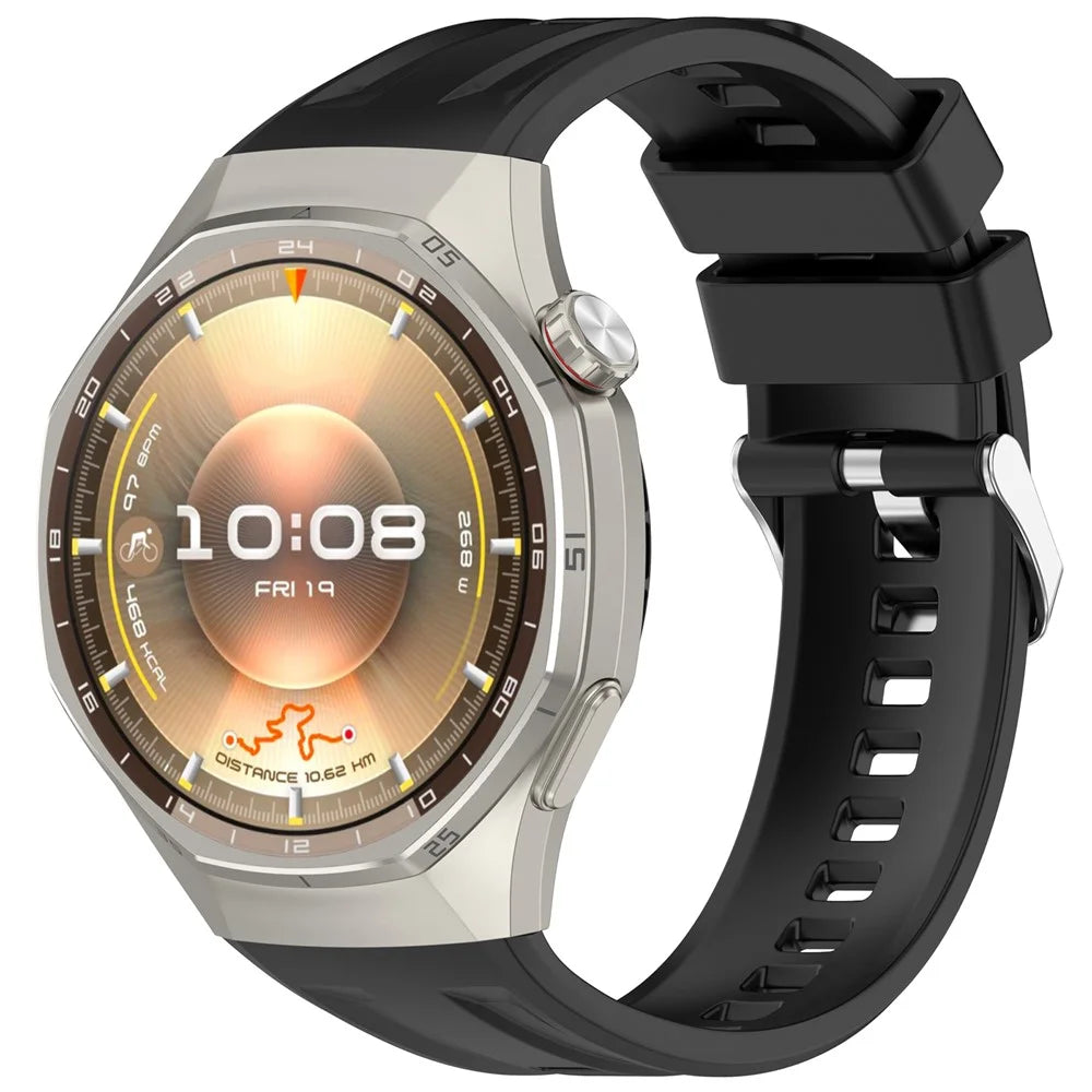 For Huawei Watch GT 6 Pro 46mm Band Silicone Watch Strap Replacement Wristband - Black - 4