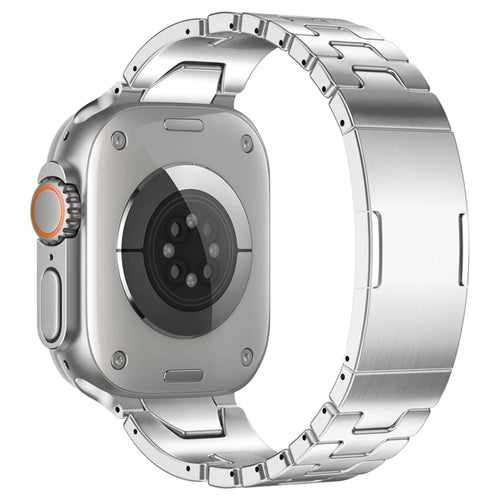 H-Style Quick Release Strap For Apple Watch Ultra 3 2 1 49mm  /  Series 11 10 46mm  /  9 8 7 45mm  /  SE3 SE2 SE 6 5 4 44mm  /  3 2 1 42mm Stainless Steel Watch Band with Butterfly Buckle - Silver - 1