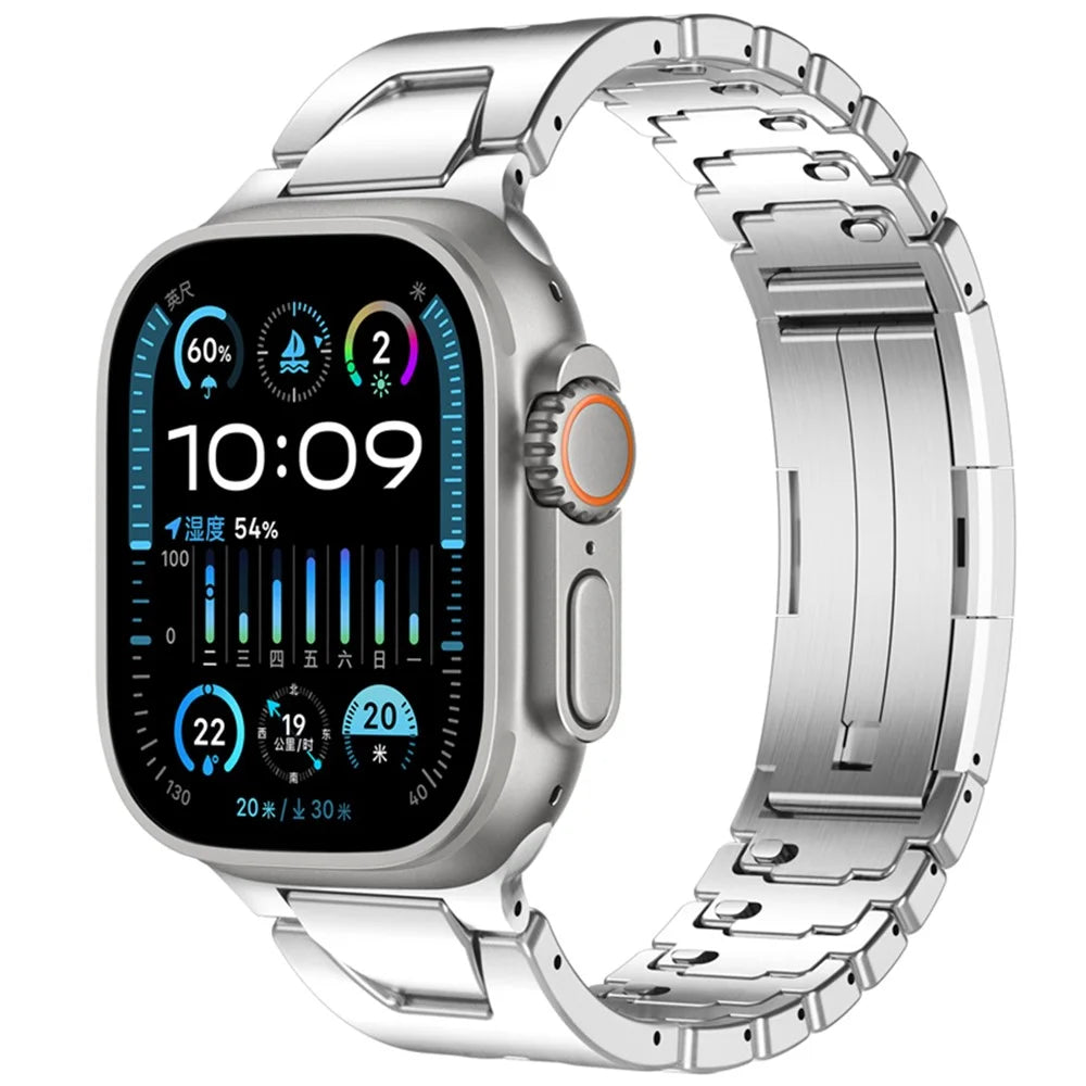 H-Style Quick Release Strap For Apple Watch Series 11 10 42mm  /  9 8 7 41mm  /  SE3 SE2 SE 6 5 4 40mm  /  3 2 1 38mm Stainless Steel Watch Band with Butterfly Buckle - Silver - 2